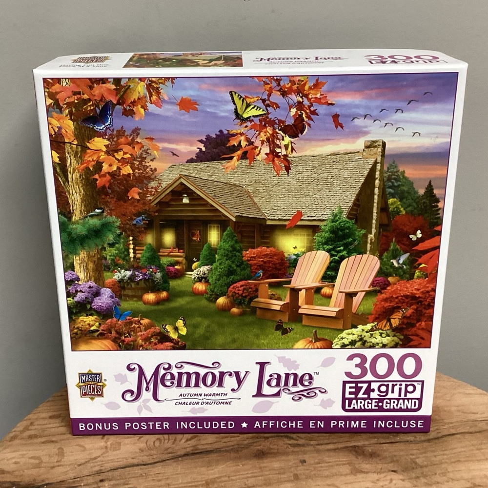 🟠 NIB - Memory Lane - Autumn Warmth - 300 EZ-Grip Puzzle - Bonus Poster - New